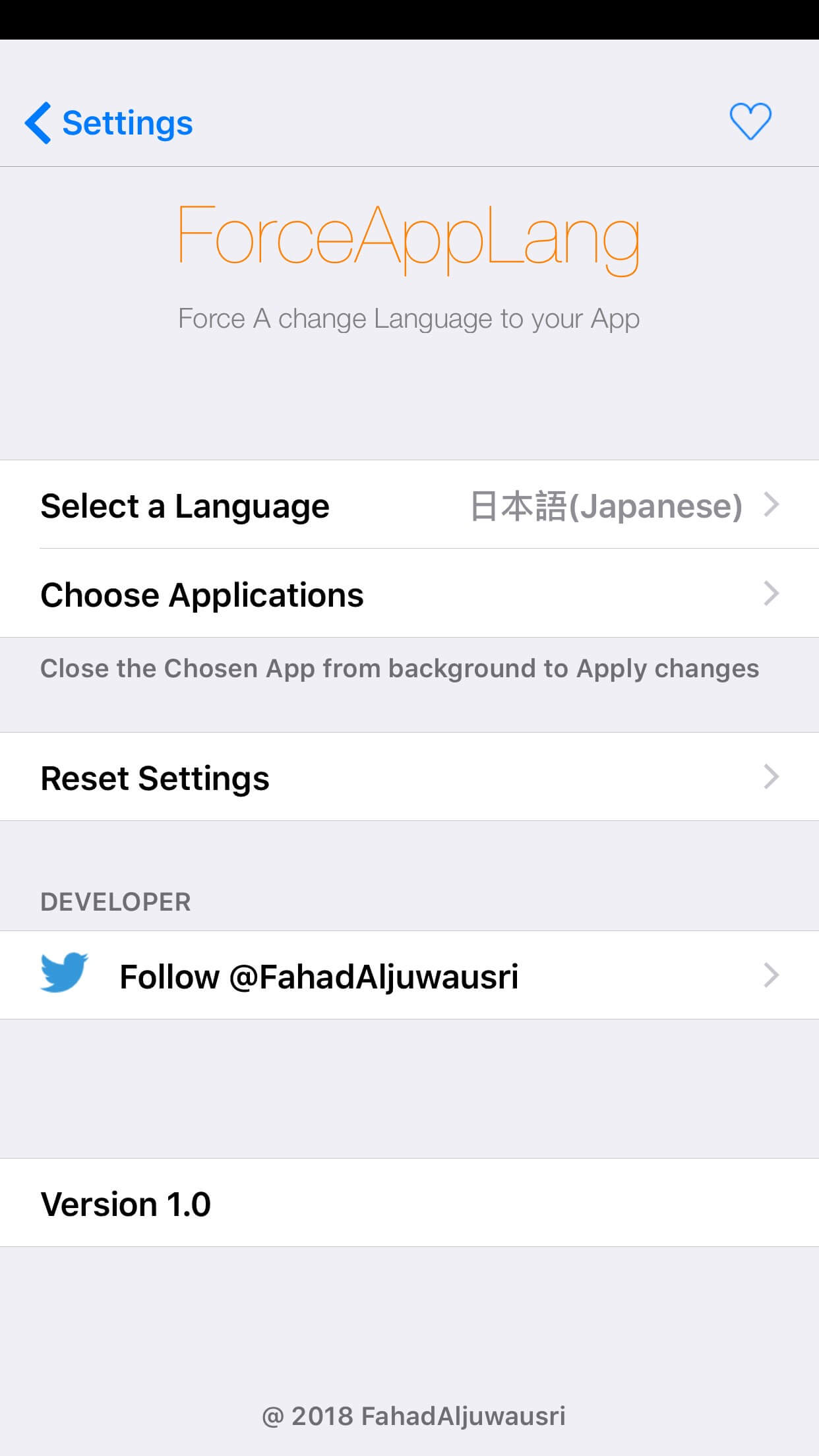 Giới thiệu tweak ForceAppLang cho iOS 8 đến iOS 11